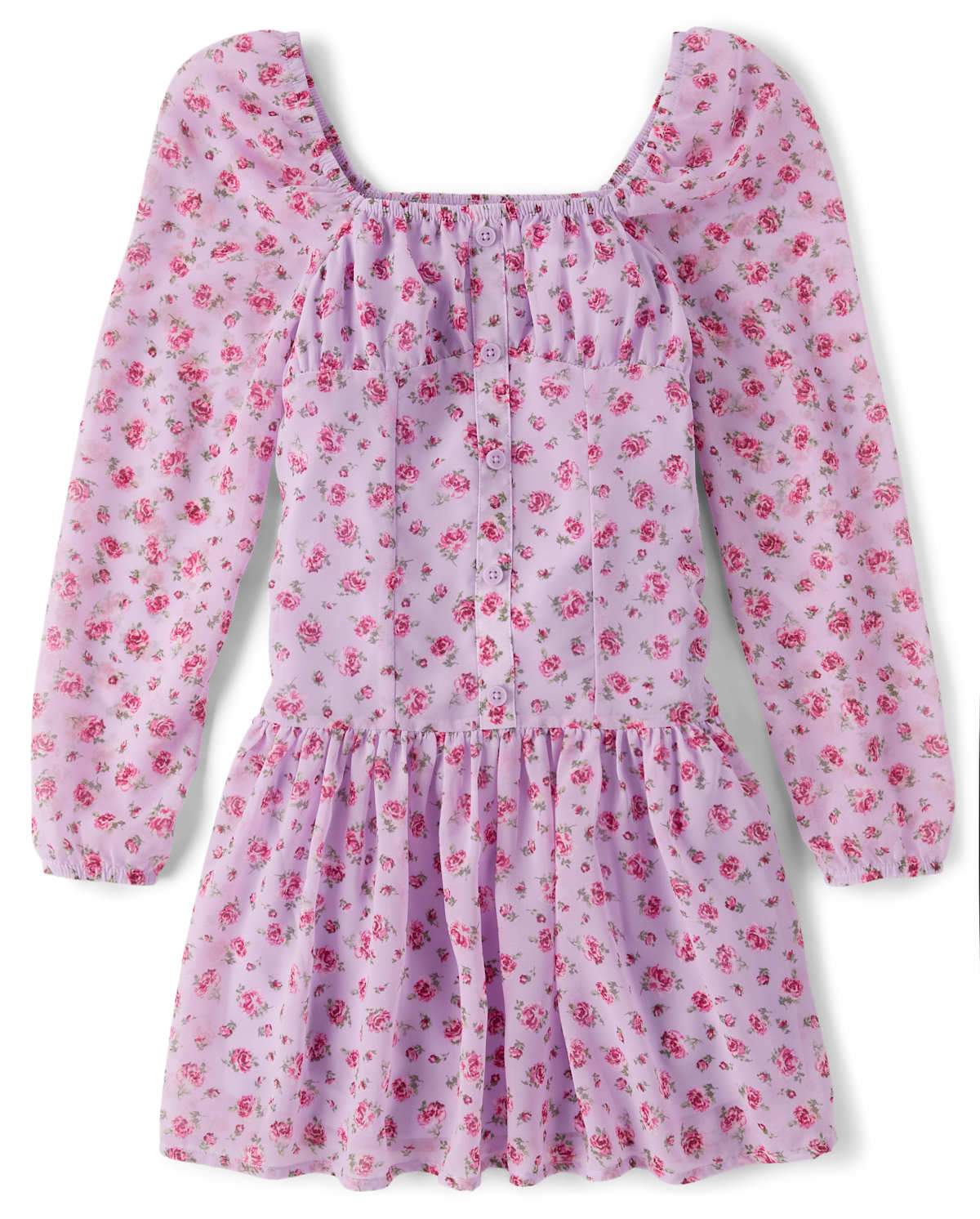 The Children's Place Long sleeve floral button front dress