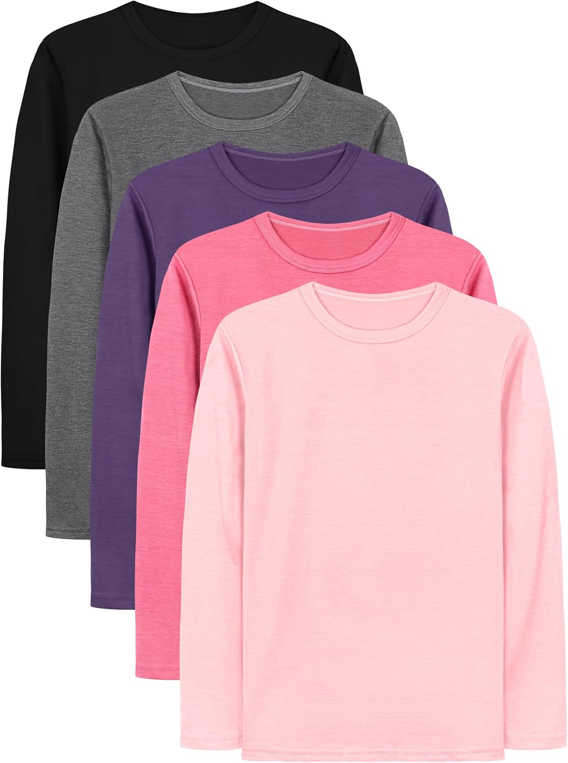 Cooraby Long sleeve crewneck tees, 5 pack