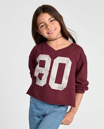 The Children's Place Long sleeve varsity sueded top