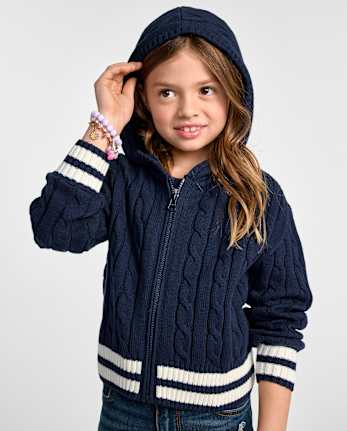 The Children's Place Cable knit zip up sweater hoodie