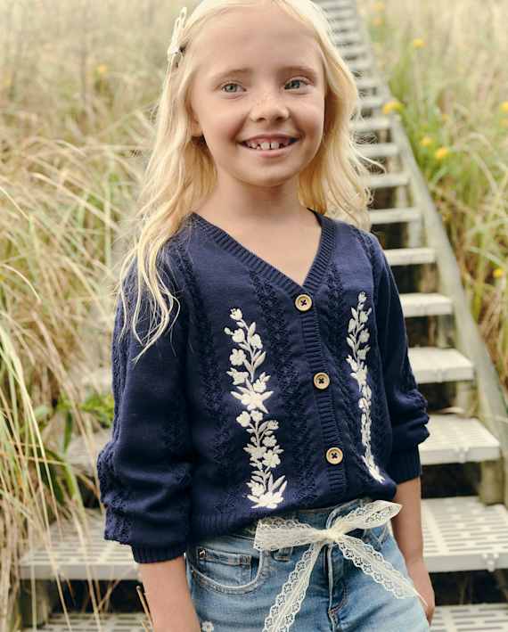 Gymboree Embroidered floral pointelle cardigan